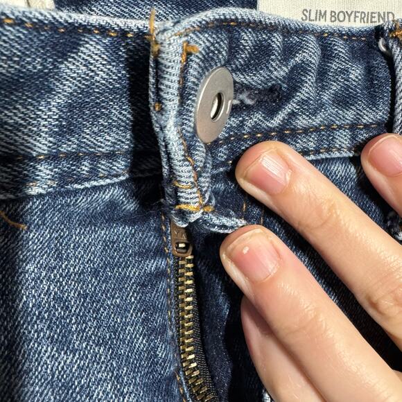 Pilcro Anthropologie Slim Boyfriend Boho Patchwork Scarf Hem Cropped Jeans 31 - Picture 7 of 11